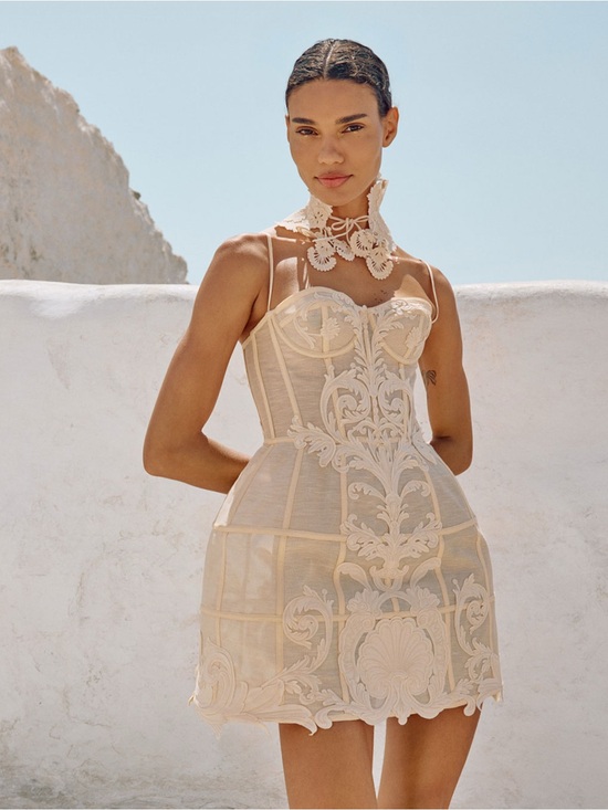 Zimmermann Dresses & Skirts - Zimmermann Rebellion Filigree Linen-Silk Corset Mini Dress NWT Cream